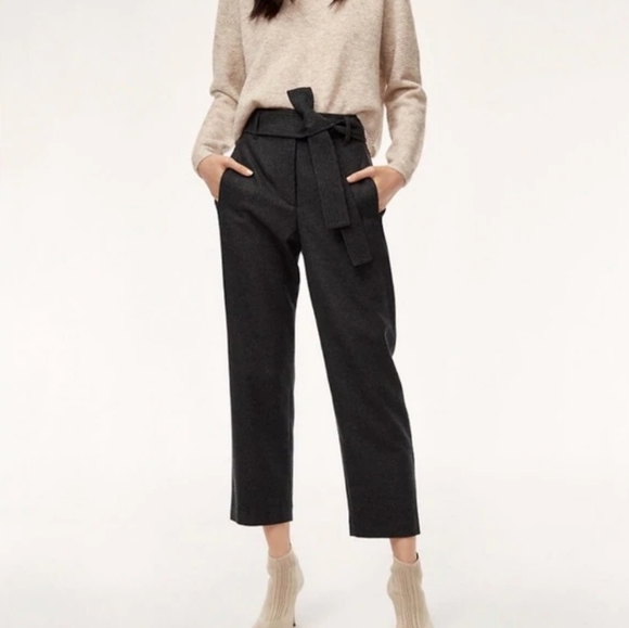 Wilfred Pants - Wilfred Tie Front Pant Size 0 Grey Wool Cashmere Blend